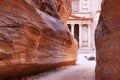 The Treasury (Al Khazneh) of Petra Ancient City with Camel Royalty Free Stock Photo