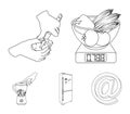 Treat, appliance, tool and other web icon in outline style.cook, housewife, hands icons in set collection.