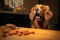 treat in focus, drooling dog in background Royalty Free Stock Photo