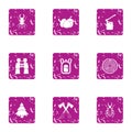 Treated with poison icons set, grunge style