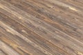 Treated wood planks boardwalk deck, diagonal view Royalty Free Stock Photo