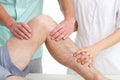 Treatement of sport injury. Royalty Free Stock Photo