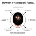 Treatment of alopecia. Bald spot, baldness, Alopecia mesotherapy. Infographics. Vector illustration on isolated Royalty Free Stock Photo