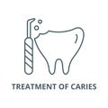 Treatment of caries vector line icon, linear concept, outline sign, symbol