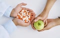 Treatment is a combination of many forms. Closeup shot of a medical practitioner holding a variety of pills while her