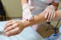 Treatment of the hand with anti-irritation after hair removal, d