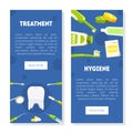 Treatment, Hygiene Vertical Banners Templates Set, Dentist Tools and Equipment, Dental Clinic Service, Mobile Website Royalty Free Stock Photo