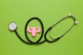 Treatment and prevention of the uterus. The concept of caring for the reproductive system of women, gynecology. Cartoon