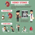 Treatment and symptoms of kidney infographics.