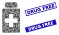 Treatment Vial Mosaic and Scratched Rectangle Drug Free Stamps