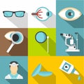 Treatment vision icons set, flat style