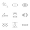 Treatment vision icons set, outline style