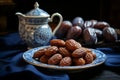 Treats and preparation of festive dishes for Ramadan, oriental sweets, dried fruits, dried dates