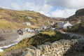 Trebarwith Strand North Cornwall England UK coast village between Tintagel and Port Isaac with stone wall and path Royalty Free Stock Photo