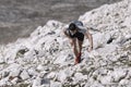 Trebinje, Bosnia and Herzegovina - Skyrunning race runner on rocky mountain ridge