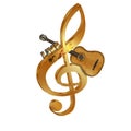 Treble clef acoustic guitar Royalty Free Stock Photo