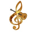 Treble clef acoustic guitar Royalty Free Stock Photo