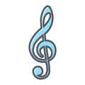 Treble Clef filled outline icon, music Royalty Free Stock Photo