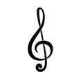 Treble clef. G Key. Symbol of music. Black icon