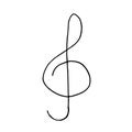 Treble clef hand drawn in doodle style. scandinavian monochrome minimalism. single element for design, symbol, music Royalty Free Stock Photo