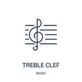 treble clef icon vector from music collection. Thin line treble clef outline icon vector illustration