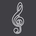 Treble Clef line icon, music and instrument Royalty Free Stock Photo