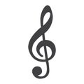 Treble Clef line icon, music and instrument,