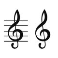 Treble clef, music note - vector