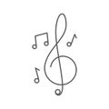 Treble clef and music notes vector icon concept, isolated on white background Royalty Free Stock Photo