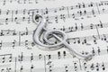 Treble clef on music sheet - musical background