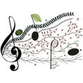 Treble Clef and Music Staff with leaves design