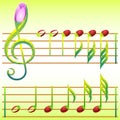 Treble clef and note made of stylized flowers and Royalty Free Stock Photo