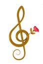 Treble clef and pink rose