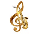 Treble clef saxophone live music Royalty Free Stock Photo