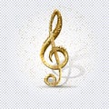 Treble clef shining stars on black background Royalty Free Stock Photo