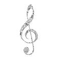 Treble clef sign made up from black music notes on white Royalty Free Stock Photo