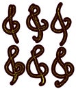 Treble clef tattoo set isolated