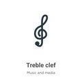 Treble clef vector icon on white background. Flat vector treble clef icon symbol sign from modern music and media collection for Royalty Free Stock Photo