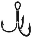 Treble hook icon. Black fishing tool symbol Royalty Free Stock Photo