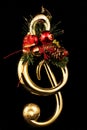 Treble Key christmas Tree with Black Backround Royalty Free Stock Photo