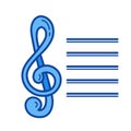 Treble staff line icon.