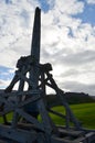 Trebuchet Silhouetted Against the Sky at Urquhart Castle Royalty Free Stock Photo