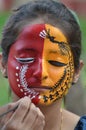 Treditional Indian painting designs on Face