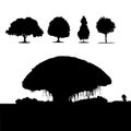 Tree silhouettes. Set of black trees in silhouettes isolated on white background Royalty Free Stock Photo