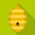 Tree beehive icon, flat style