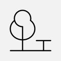 Tree And Bench Line Icons.Vector Illustration