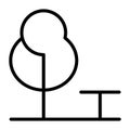 Tree And Bench Line Icons 48x48. Simple Minimal Pictogram