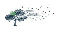 Tree Bending in Powerful Wind, vector design Generative AI Royalty Free Stock Photo
