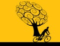 Tree and bicycle rider