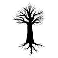 Tree with black roots. Nature background vector. Tree vector icon. Stock image Royalty Free Stock Photo
